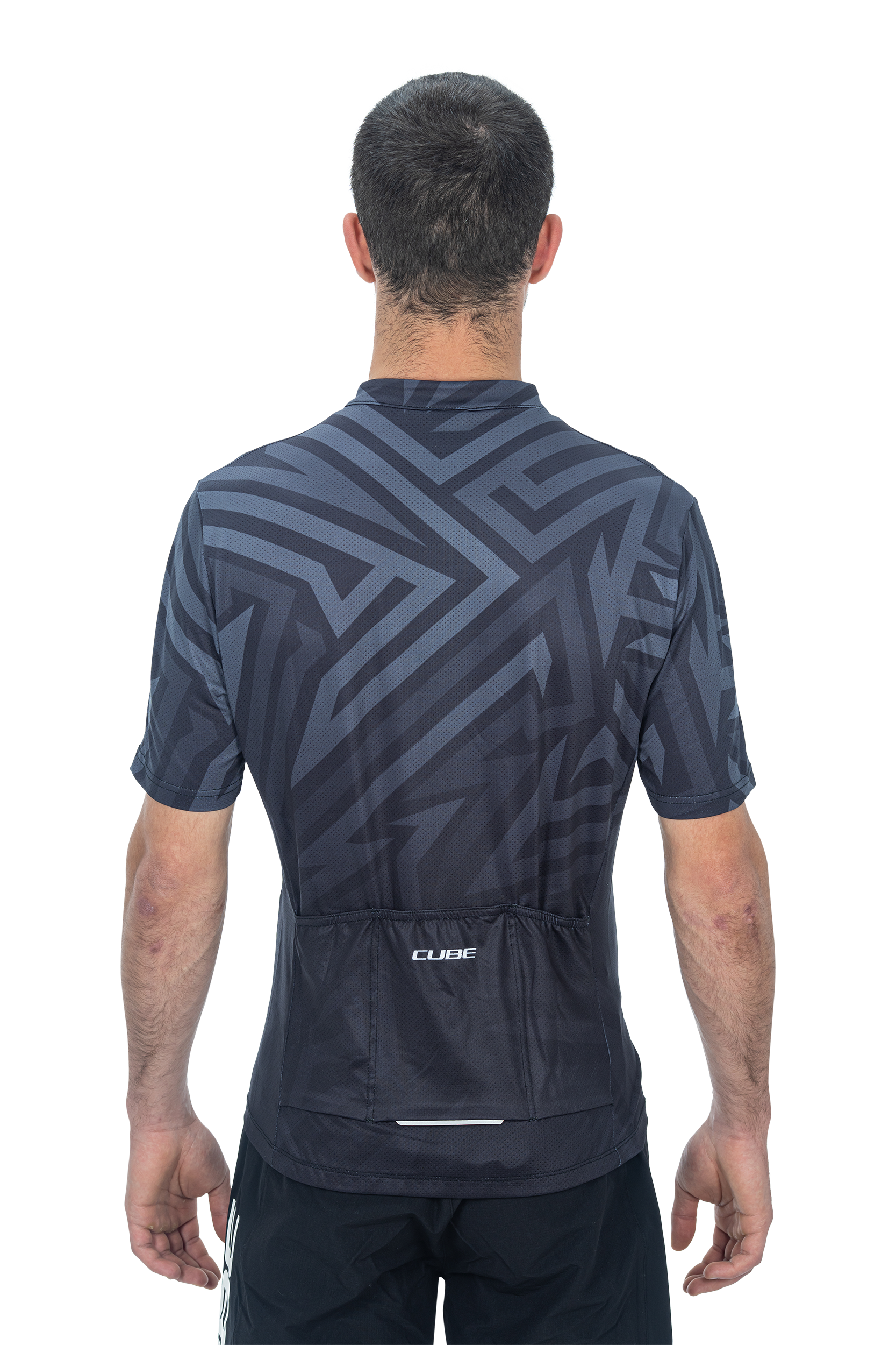 CUBE ATX jersey volledige ritssluiting CMPT korte mouw zwart'n'grijs