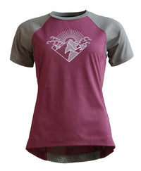 Zimtstern PureFlowz Shirt SS Dames | Dames fietstrui korte mouwen | Windsor Wine/Dusty Olive – aktuelle Variante