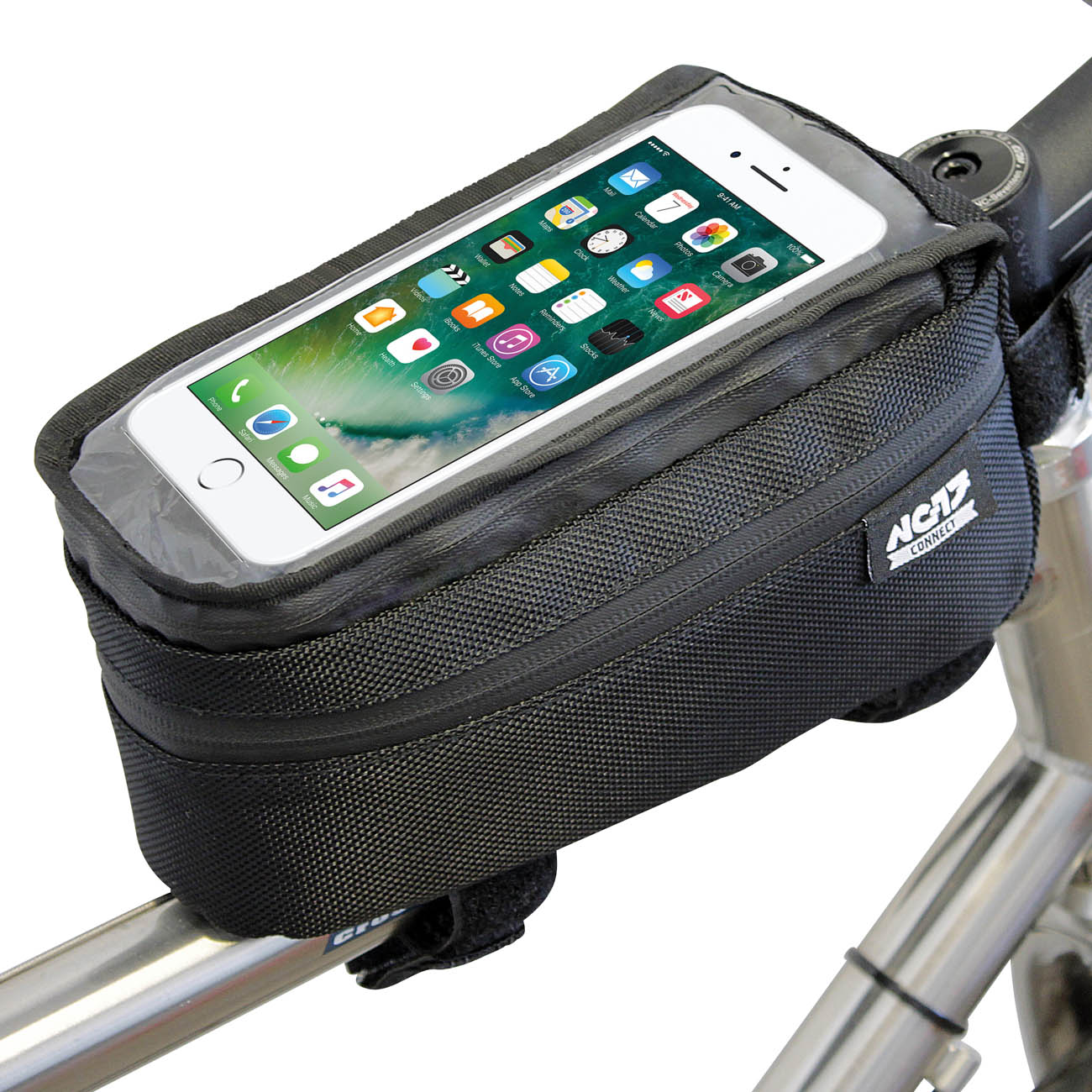 NC-17 Connect Smartphone Tas XL voor bovenbuis, klittenbandsluiting zwart uni