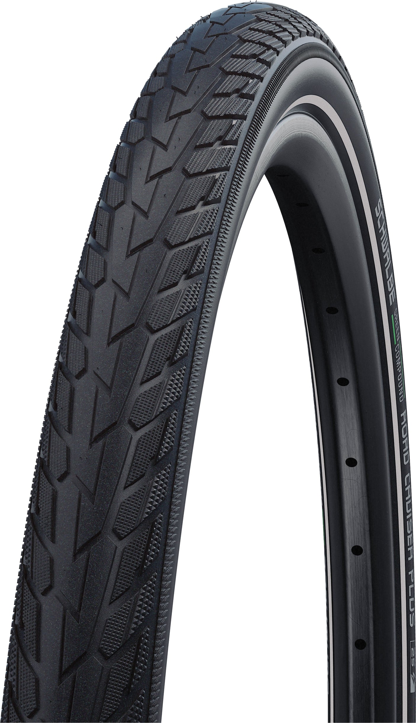 Schwalbe Road Cruiser Plus Draadband 26x1.75" Active TwinSkin PunctureGuard E-25 Green Reflex zwart