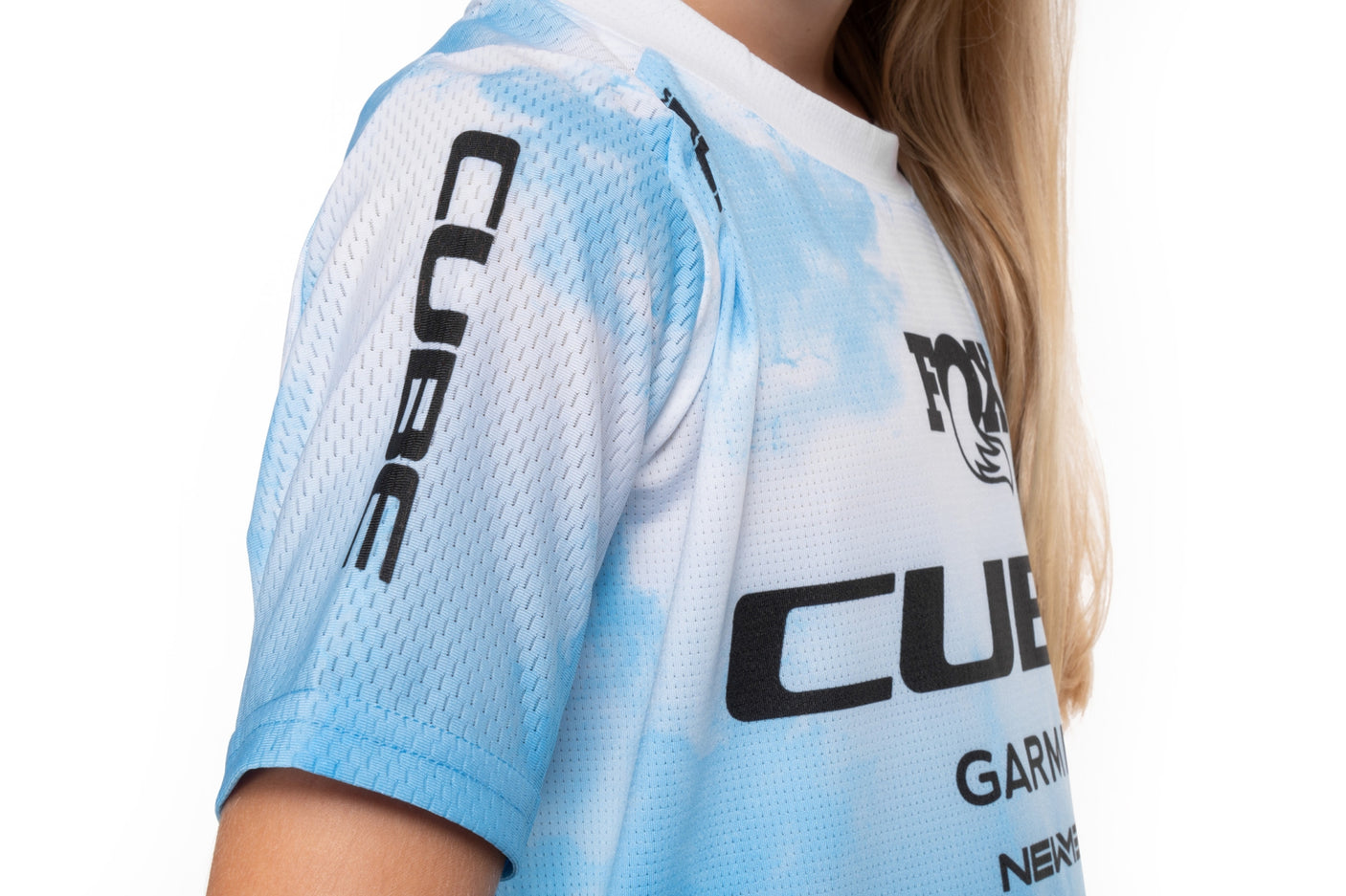 CUBE MTB Trui ROOKIE X Actionteam korte mouw topas blauw