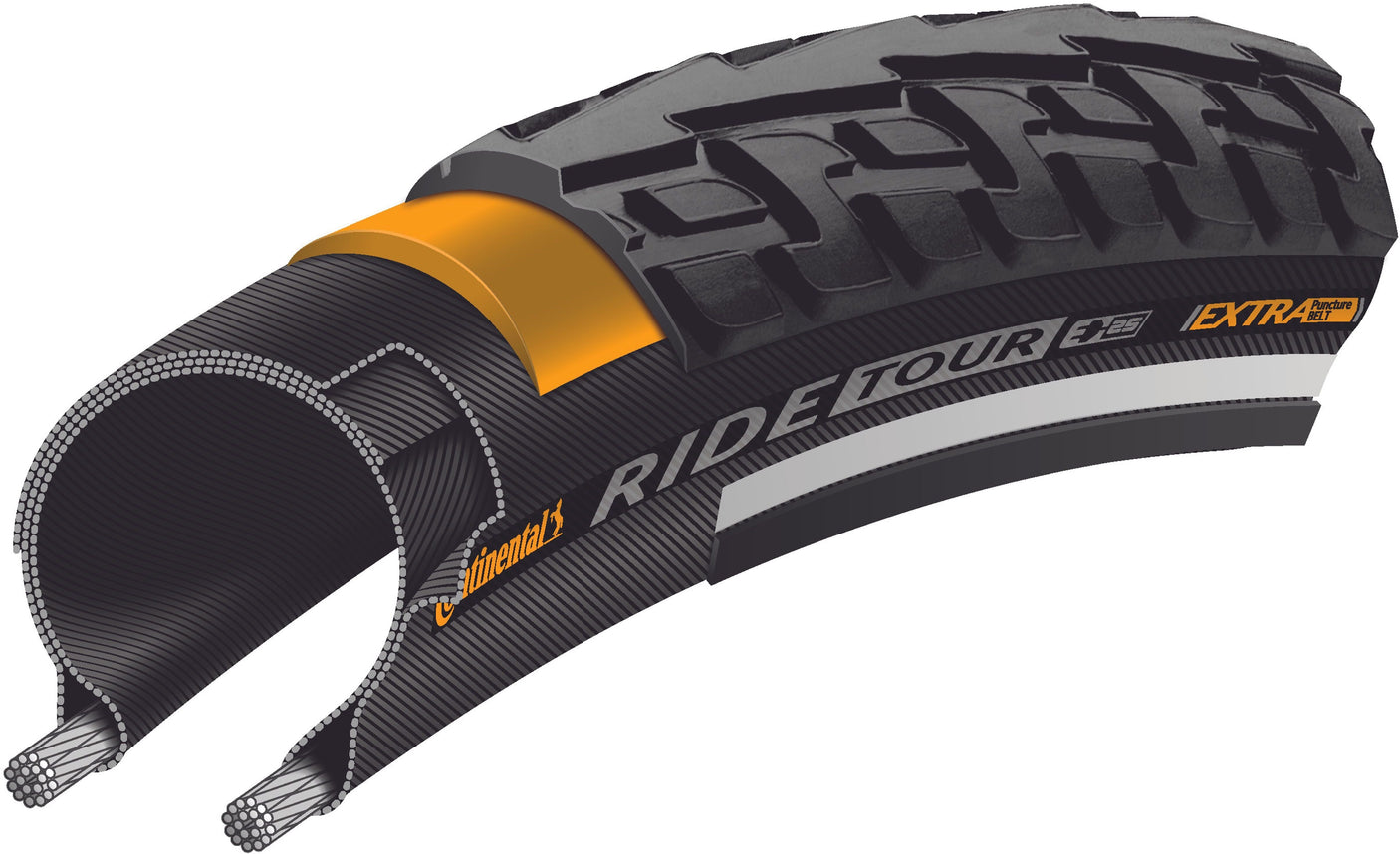 Continental Ride Tour draadband 26x1.75" zwart/bruin