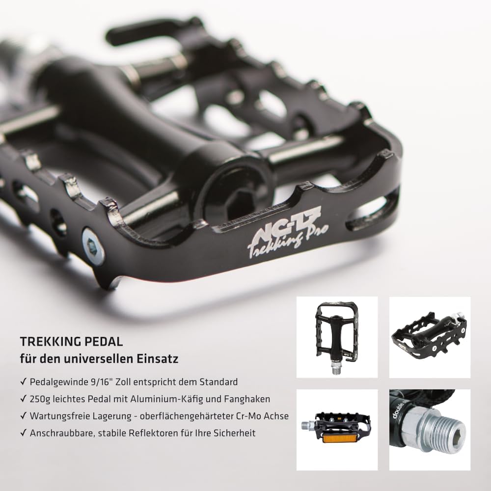 NC-17 platformpedaal Trekking Pro, alu, precisielagers zwart