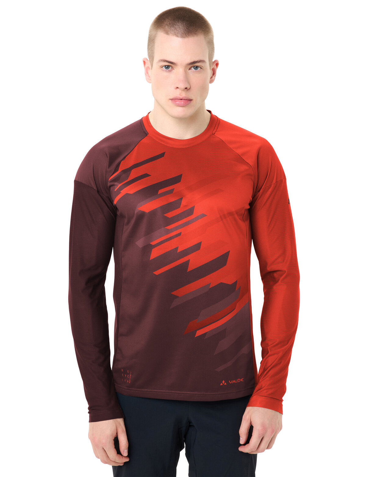 VAUDE Heren Moab LS T-Shirt VI glowing red/black